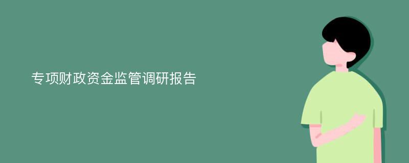 专项财政资金监管调研报告