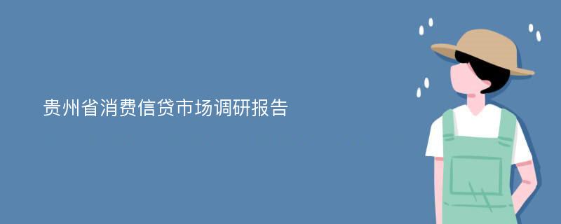 贵州省消费信贷市场调研报告