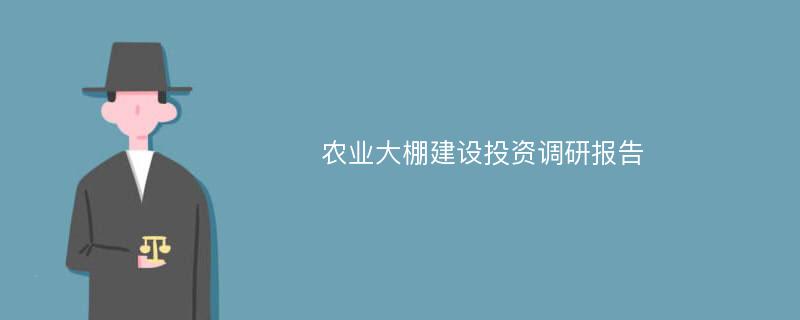 农业大棚建设投资调研报告