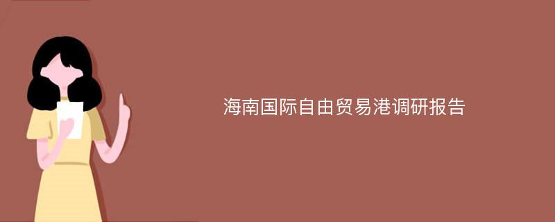 海南国际自由贸易港调研报告