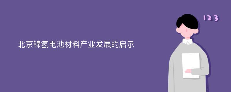 北京镍氢电池材料产业发展的启示