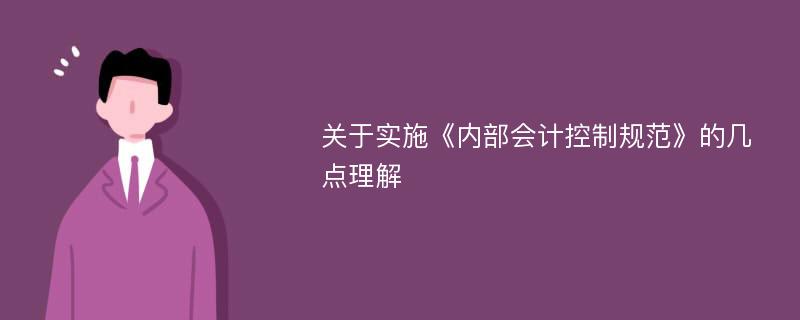 关于实施《内部会计控制规范》的几点理解