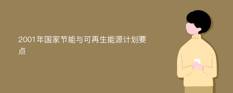 2001年国家节能与可再生能源计划要点